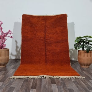 Orange Beni Ourain Handmade Rug – Berber Wool Carpets , Custom Size Area Living room