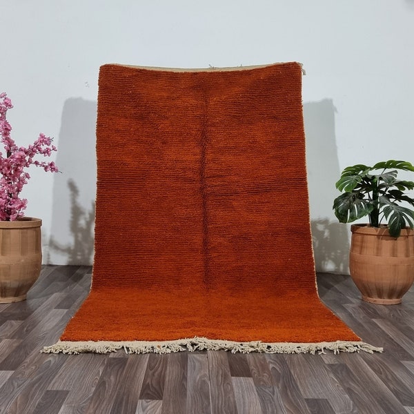 Orange Beni Ourain Handmade Rug – Berber Wool Carpets , Custom Size Area Living room