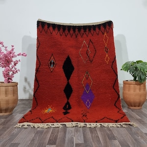 Handmade MOROCCAN RUGS WOOL -Cozy Chic Rugs living room -Red Wool Rugs -Amazing Multicolored Rug-Handmade Wool Rug- Genuine Wool Rug 8x10 ft
