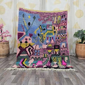 Large Area Rug Hand Knotted -Moroccan Shag Rug -Berber Carpets Colorful -Custom Rug -Handmade Wool Rug- Genuine Wool Unique Rug living room