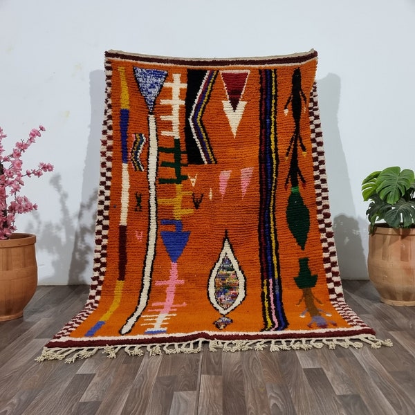 Gorgeous Beni Ourain Custom Rugs living room -Berber Orange Rug -Genuine Wool Carpet -Handmade rug Amazing -Berber Carpet-Genuine Wool Rug .