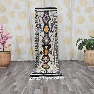 Gorgeous Moroccan Runner Rug -berber Colorful Runner Rug - Authentic Moroccan Beige Rug -Berber Runner Carpet - Authentic boujaad runner rug