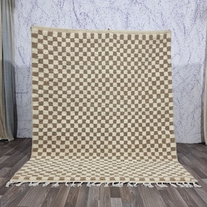 Gorgeous Beni Ourain Rug- White And Beige Rug ,Moroccan Handmade Rug, Beige rugs for living room Hand knotted 8x10 ,Cozy Chic Sheep Wool Rug
