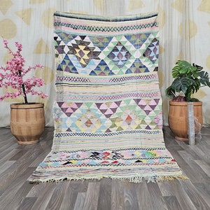 Vintage Moroccan kilim Rug -Antique Berber Rug -Unique Area Rug -Tribal Abstract Geometric Rug, Sheep Wool Rug ,Moroccan Berber Kilim rugs .