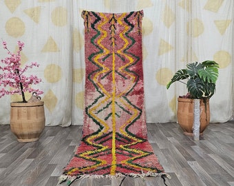 Unique Boujaad Multicolored Rug Runner ,Colorful Wool Runner rug, Moroccan Rugs hallway Runner ,Azilal Bohemian Rug , Boho Rugs Mother day