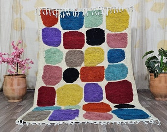 ARTISTIC WOOL RUG -Custom All Sizes Rug- Beni Ourain Colorful Wool Rug - Hand Tufted Geometric Rug -Wool Shaggy Rug -Engraved Wool Rug 10x14