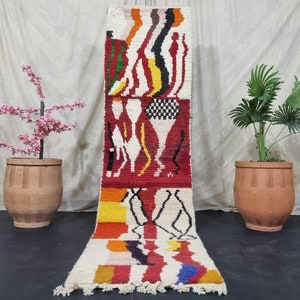 Gorgeous Moroccan Runner Rug -Handmade Rug Wool Runner- Colorful Rug -Authentic Moroccan rug-Striped Rug- Authentic boujaad rug Runner