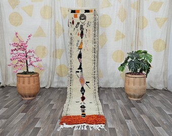 Luxuriöser Boho Teppich Läufer -Bunter Berber Teppich Läufer -Authentischer Berber Teppich -Boho Teppich- Handgeknüpfter Teppich Läufer