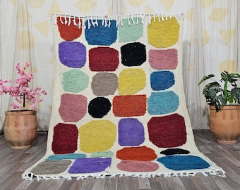 Multicolor Beni Ourain Custom rugs living room -Berber Wool rug -Amazing Multicolored Rug-Handmade Wool Rug-Berber Carpet-Genuine Wool Rugs