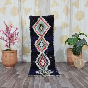 Black Narrow runner rug ,Amazing Old Multicolored Rug Runner ,Black boujad runner Rug,Bohemian Cozy Chic Boho Rug ,Washable Kitchen Rug