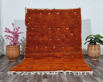 Wunderschöne Beni Ourain Custom Teppiche Wohnzimmer -Berber Orange Teppich -Erstaunlicher mehrfarbiger Teppich-Handgemachter Wollteppich-Berber Teppich-echter Wollteppich .