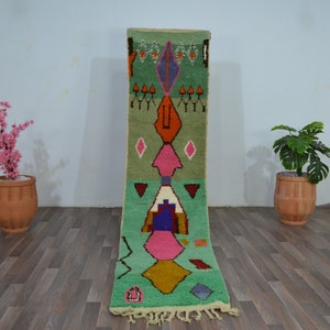 Moroccan Custom Rug Hallway Runner-Narrow Rug Runner -Runner Rug Hand knotted kitchen runner ideas Entryway - Authentic boujaad rugs Runner