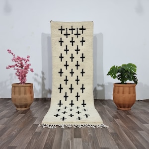 Moroccan Beni Ourain rug Runner Custom All Sizes Runner rug-  Rug-Colorful wool rug -Bedroom Bedside Rug ,hallway Berber Rugs Runner 2x9 ft