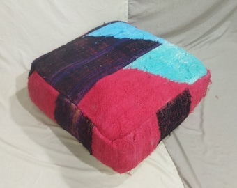 AMAZING MINIMALISTIC BOUJAAD Pouf ,Berber Colorful Pouf ,Moroccan Floor Cushion, Vintage Boujaad Pouf, Vintage Floor Cushion ,Moroccan Pouf