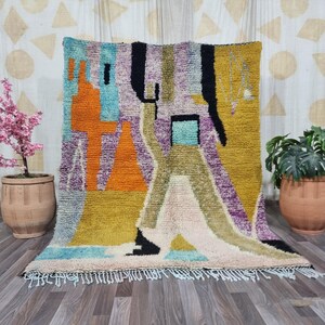 LUXURIOUS BERBER RUG ,large rug for living room ,Unique Woven rug ,Multicolored Wool Rug, Genuine wool rug, handmade rug ,Bohemian Wool Rugs