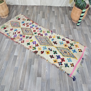 UNIQUE MOROCCAN AZILAL Rugs, Bedside Handmade Rug ,Berber Carpet- Genuine Wool Rugs  -Geometric Woven Cotton Rug ,Handmade Moroccan Carpets