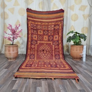 Artistic Wool Rug - Authentic Moroccan Rugs - Vintage boujaad rugs - Moroccan Berber Rug -Moroccan Boujaad Wool Rugs (9.6x4.4 ft)