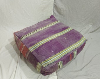 Pouf kilim marocain chic et confortable, pouf en laine Boujaad Kilim, pouf en laine tissée à la main, pouf ancien bohème, coussin de sol marocain, pouf boho aera.