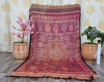 Tappeto artistico in lana - Autentici tappeti marocchini - Tappeti boujaad vintage - Tappeto berbero marocchino rosso - Tappeto boujaad marocchino in lana 9x5,2 piedi