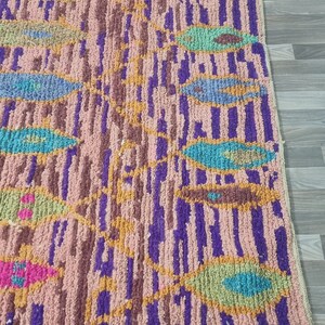 Preciosas alfombras Beni Ourain, alfombras de lana multicolores, alfombra marroquí hecha a mano, alfombras geométricas únicas, alfombra de área bereber, acogedora y elegante caarpet de lana boho imagen 5
