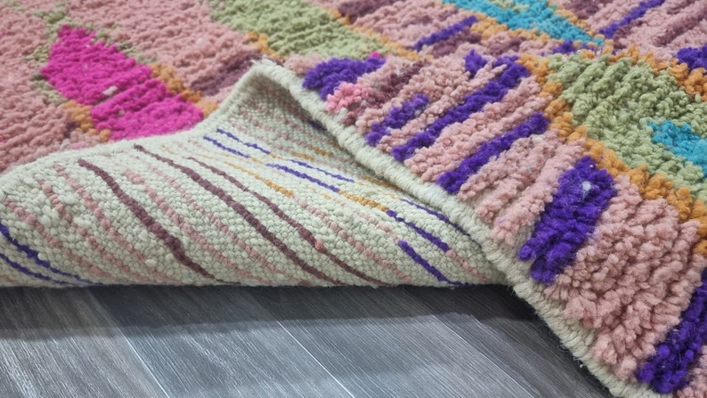 Preciosas alfombras Beni Ourain, alfombras de lana multicolores, alfombra marroquí hecha a mano, alfombras geométricas únicas, alfombra de área bereber, acogedora y elegante caarpet de lana boho imagen 10