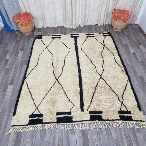 Gorgeous Beni Ourain rug ,bohemian Berber Rugs ,Hand Tufted Geometric Rug -Wool Shaggy Rug ,Geometric rug wool ,Cozy Chic Wool Rug 10x14 ft