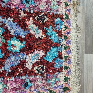 Gorgeous Multicolor Rug runner Unique Old Rugs Hallway runner ,Boucherouite Berber Rugs ,Handmade Colorful Design Carpet, boho Rug Runner . image 6