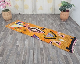 Veelkleurige Rug Runner, Oranje Rug Runner - Berber Kleurrijk Tapijt - Aangepast tapijt Runner - Veelkleurige Runner Rug - Boujaad Rug Keuken Runner Tapijten