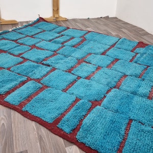 gorgeous Beni ourain rug Blue/Custom Moroccan Rug,Tribal berber Rug-Gaming Room Area Rug-Amazing Blue Rug,Abstract Multicolored Carpet, image 6