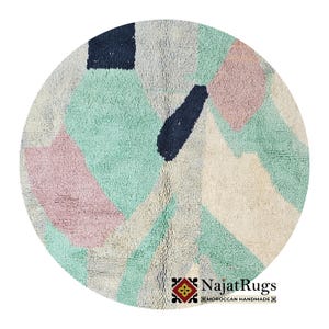 Geometrischer runder bunter Teppich - Mehrfarbiger runder Teppich -Künstlerischer runder Teppich -Benutzerdefinierter runder Teppich -Handgeknüpfter Teppich -Großer runder Berberteppich