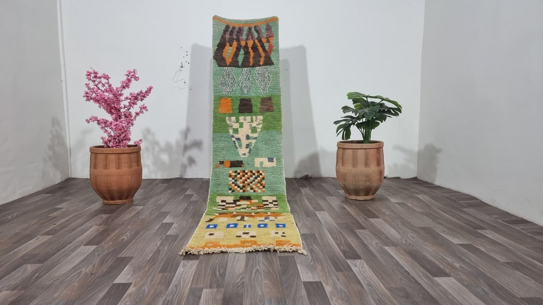 Green Runner Rugs-custom Runner Rug-handwoven Runner Rug-berber Green