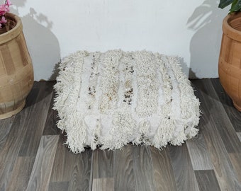 Gorgeous berber Floor cushion-Home Decor Square Design Boujaad  -Vintage floor pouf-Handmade from Boujad rug-Berber Moroccan Floor cushion.