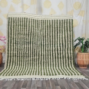 Wunderschöner Beni Ourain Teppich-Grün Und Beige Teppich-Smaragdgrün Teppich-gewebter Teppich-bunter Teppich-grüne Wolle Beniourain Teppich, Einzigartiger Geometrischer Teppich