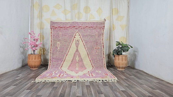 Pink Moroccan Rug – Beni Ourain Multicolor Rug, Custom Moroccan Berber Rug, Tribal Wool Carpet