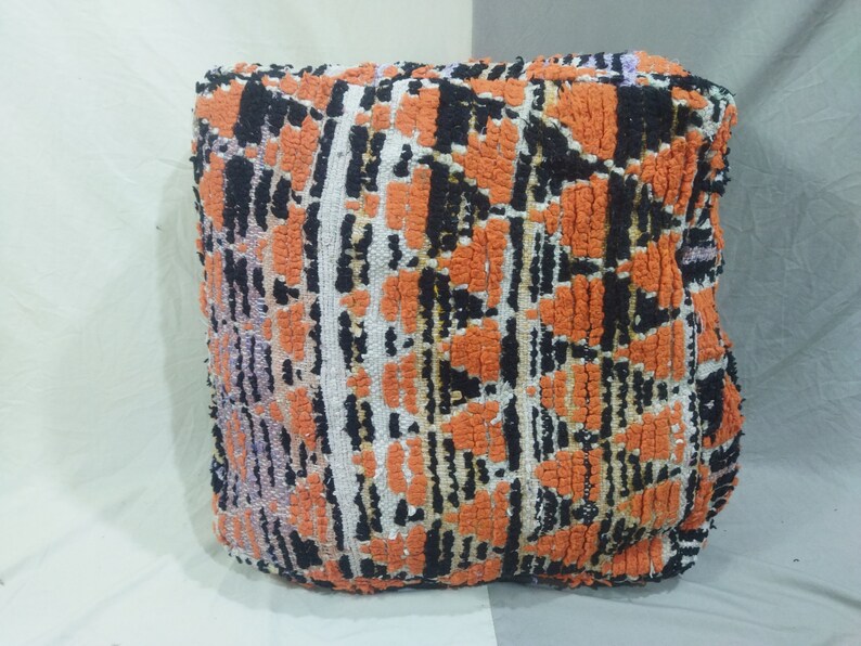 Wunderschöner marokkanischer Woll-Pouf, gemütlicher schicker Boujaad-Pouf, handgewebter Woll-Pouf, Boho-Sofa-Pouf, marokkanisches Bodenkissen, Bild 2