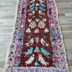 Gorgeous Multicolor Rug runner Unique Old Rugs Hallway runner ,Boucherouite Berber Rugs ,Handmade Colorful Design Carpet, boho Rug Runner . image 5