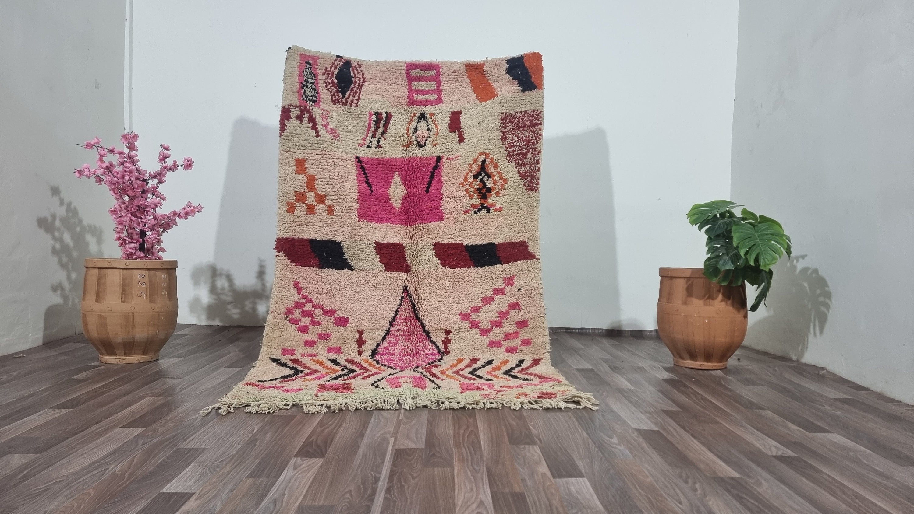 ベニオレイン カラフル ラグ - 大きなストライプ柄 エアラグ 手編み