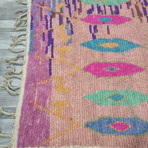 Preciosas alfombras Beni Ourain, alfombras de lana multicolores, alfombra marroquí hecha a mano, alfombras geométricas únicas, alfombra de área bereber, acogedora y elegante caarpet de lana boho imagen 9