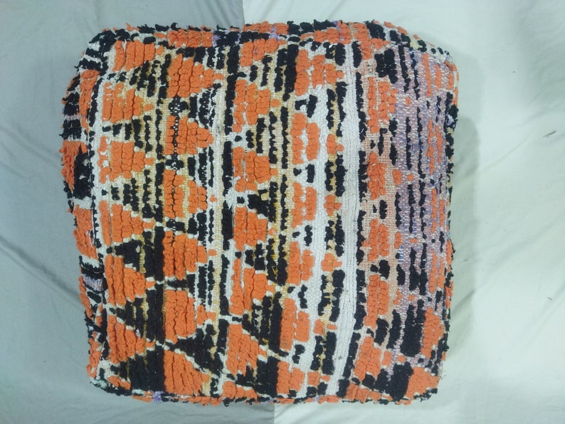 Wunderschöner marokkanischer Woll-Pouf, gemütlicher schicker Boujaad-Pouf, handgewebter Woll-Pouf, Boho-Sofa-Pouf, marokkanisches Bodenkissen, Bild 4