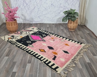 Moroccaan Geometric Multicolor Wool Rugs - Beni Ourain Rugs : Geometric Berber Wool Rugs 6x8 ft