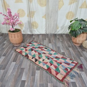MOROCCAN HALLWAY RUG Runner - Multicolored Runner Rug, Hallway Rug  -Colorful Berber Runner Carpet, Handwoven Rug ,Old Kitchen rug Runner