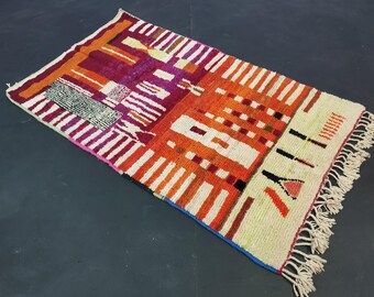 Handmade Moroccan Wool Rug - Beni Ourain Handwoven Berber Rugs - Moroccan Hand-Knotted Colorful Rugs - Multicolor Berber Carpet, Custom Size