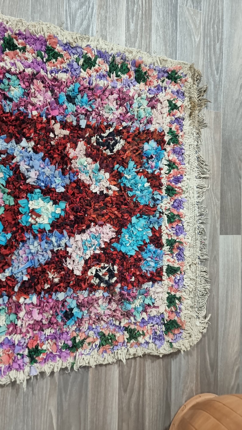 Gorgeous Multicolor Rug runner Unique Old Rugs Hallway runner ,Boucherouite Berber Rugs ,Handmade Colorful Design Carpet, boho Rug Runner . image 10