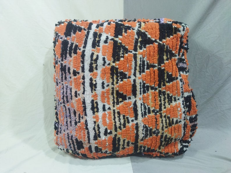 Wunderschöner marokkanischer Woll-Pouf, gemütlicher schicker Boujaad-Pouf, handgewebter Woll-Pouf, Boho-Sofa-Pouf, marokkanisches Bodenkissen, Bild 1