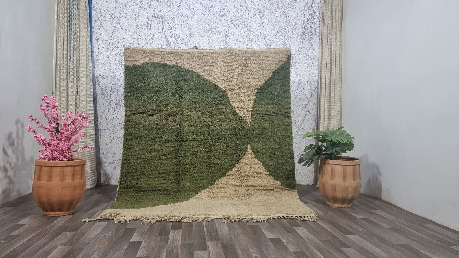 Beni Ourain Ruggreen and Beige Rugemerald Green Etsy UK
