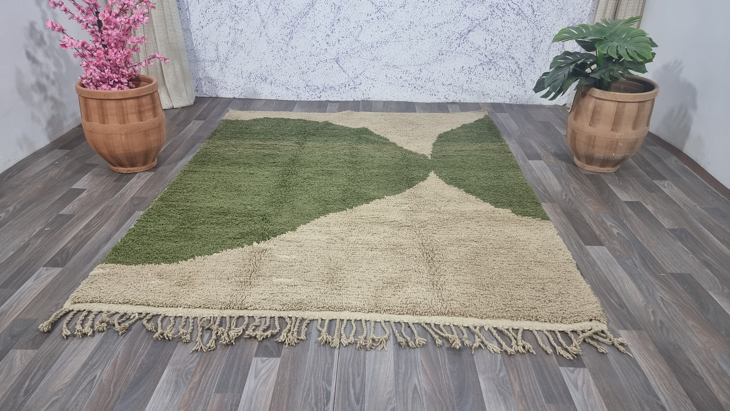 Beni Ourain Ruggreen and Beige Rugemerald Green Etsy UK