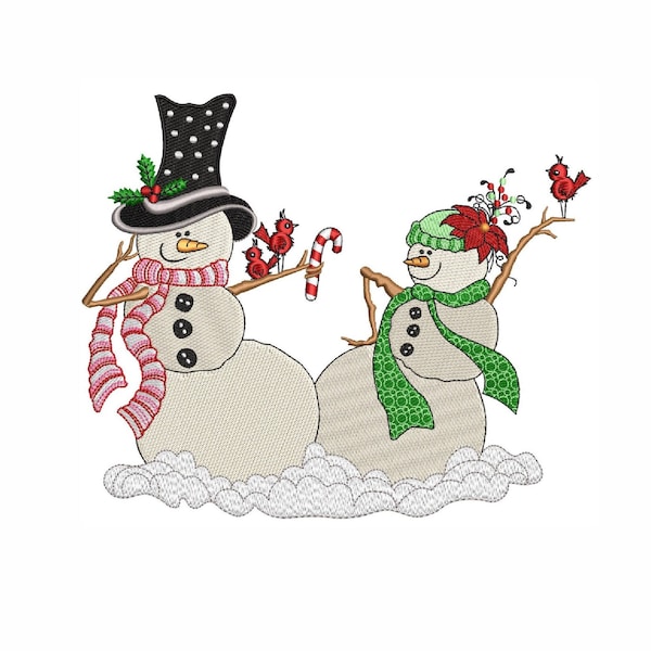 Dancing snowmen Machine Embroidery Design , Christmas embroidery, 4 sizes, instant download.