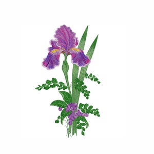 Iris Maschinenstickerei, Stickdatei Blumenstrauß, 7 Größen, sofort download.