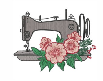Máquina de coser con diseño de bordado de flores, 7 tamaños, descarga instantánea.