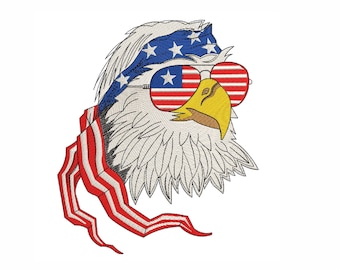 Amerikanische Flagge Adler Stickdatei, sofort herunterladbar